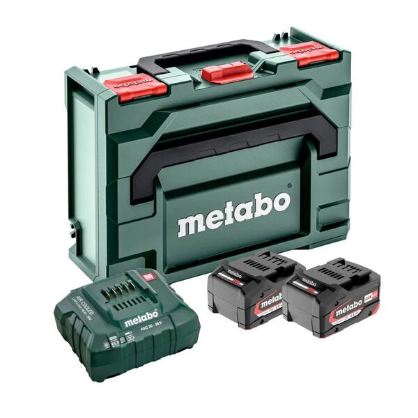 metabo pacchetto energia 18 v confezione da 2 batterie li-power 4,0 ah + caricabatteria rapido - asc 55, scatola x