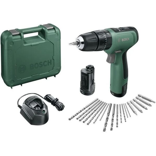 bosch trapano battente-avvitatore a batteria easyimpact 1200 (2 batterie, sistema a 12 volt, 19 accessori, in valigetta)