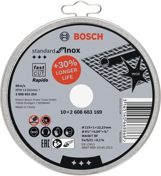 bosch disco da taglio continuo  box10 Ø115x22.23mm, 10 pezzi