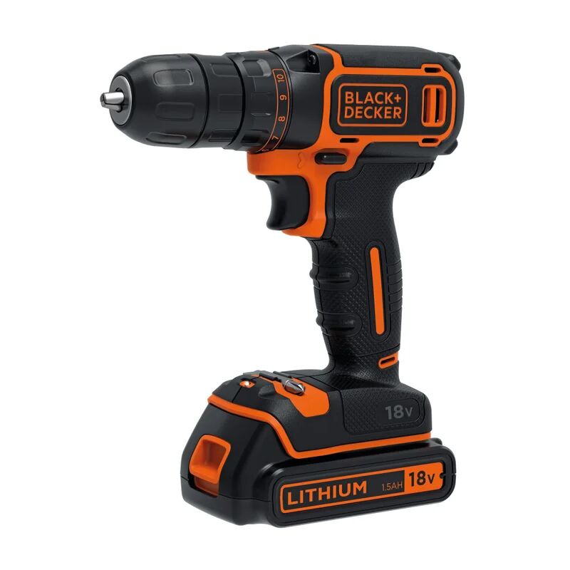 black & decker trapano avvitatore a batteria  bdcdc18k-qw 18 v, 1.5 ah, 1 batteria con valigetta