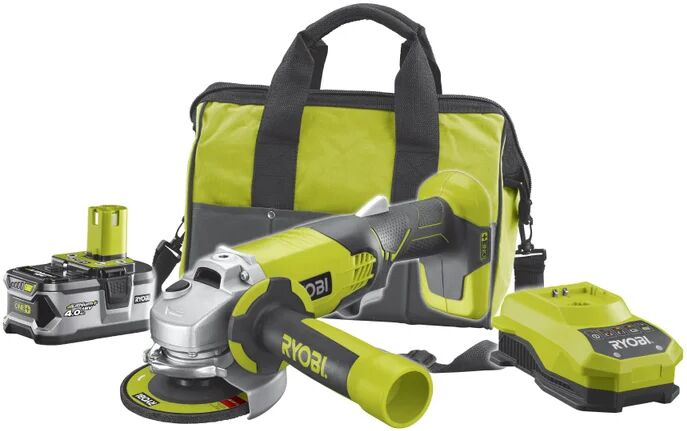 ryobi smerigliatrice angolare a batteria litio (li-ion)  r18ag-140s , 18 v Ø 115 mm, 4 ah, 1 batteria