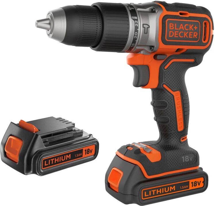 black & decker trapano a percussione a batteria  bl188kb-qw 18 v, 1.5 ah, 2 batterie