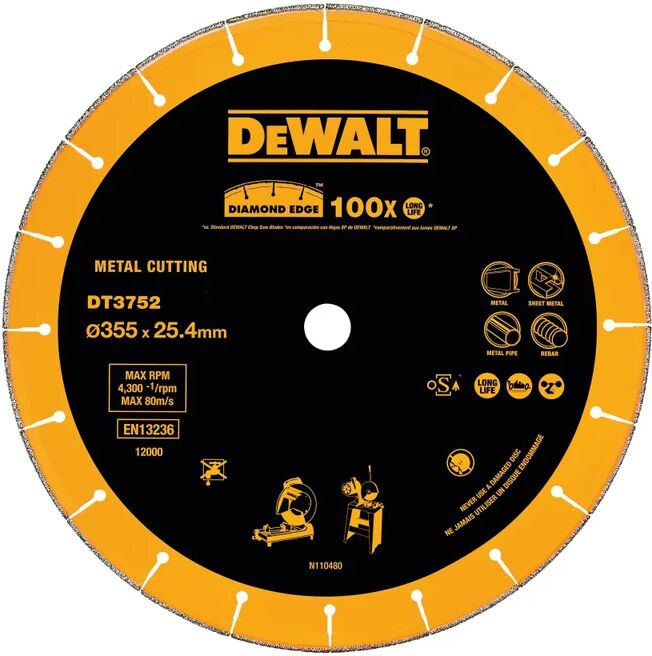 dewalt disco da taglio continuo  dt43752 Ø355x25.4mm