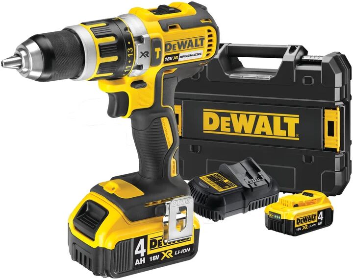 dewalt trapano a percussione a batteria  dcd795m2-qw 18 v, 4 ah, 2 batterie con valigetta