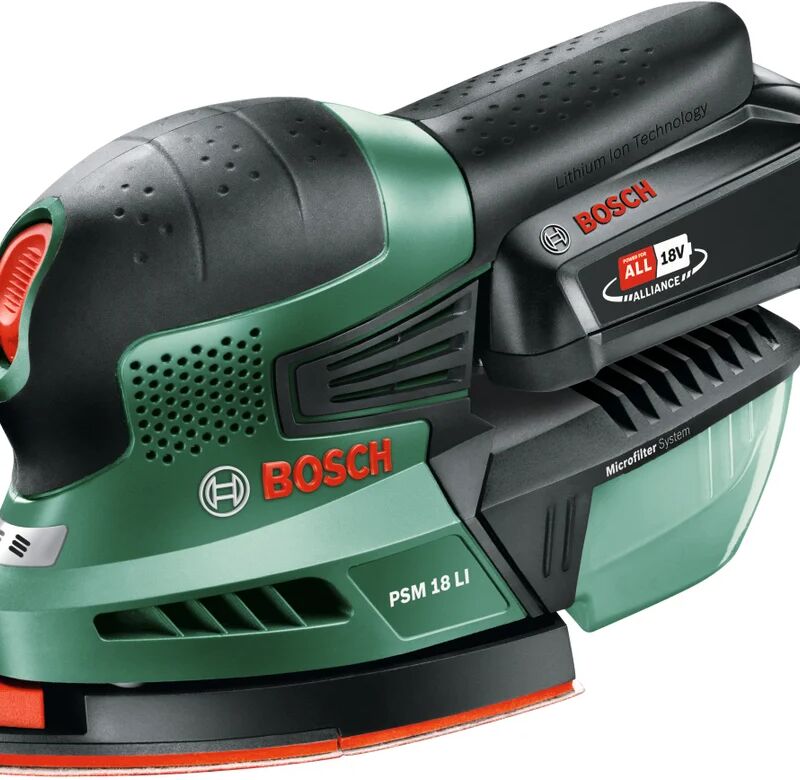 bosch levigatrice delta a batteria  psm 18 li, 18 v, 2.5 ah, 1 batteria