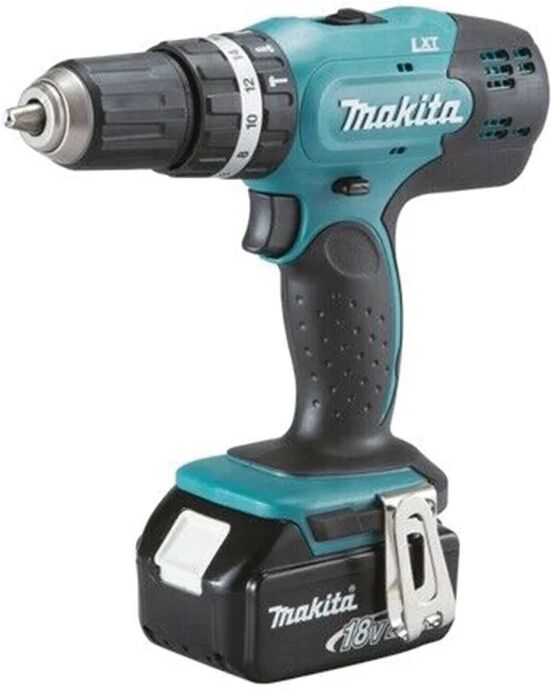 makita trapano a percussione a batteria  dhp453rfe 18 v, 3 ah, 2 batterie con valigetta