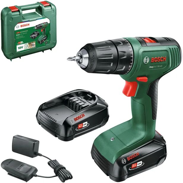 bosch trapano avvitatore a batteria  easydrill 18v-40 18 v, 2 ah, 2 batterie con valigetta