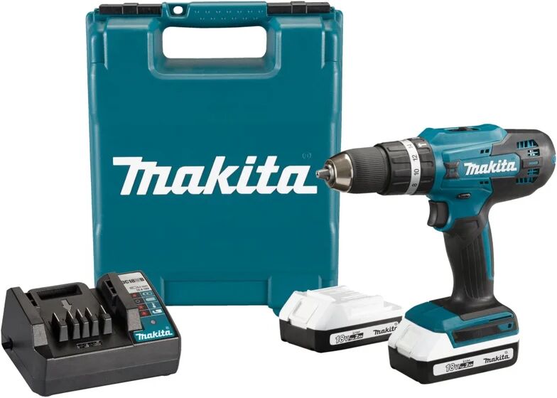 makita trapano avvitatore a batteria  hp488d006 18 v, 2 ah, 2 batterie con valigetta