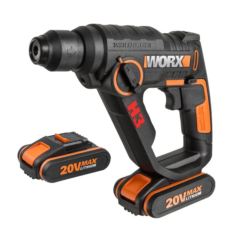 worx trapano, avvitatore, martello pneumatico 2 batterie 20v/2ah  wx390.1