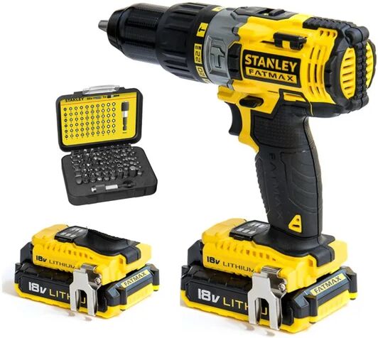 stanley fatmax - trapano a percussione 18 v, 27.200 ipm, con 2 batterie, fmck625d2a-qw