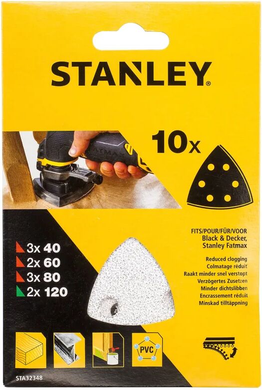 stanley sta32348xj fogli abrasivi per levigatrici fme600k grana assortita confezione 10 pz - sta32348xj