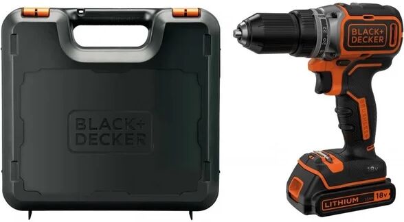 black & decker trapano avvitatore a batteria  18v batteria al litio da 1,5 ah caricabatteria valigetta di custodia