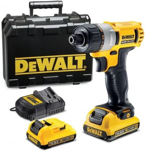 dewalt dcf610d2-qw trapano avvitatore attacco 1/4, 2.0 ah, con doppia batteria in valigetta, 10.8 v