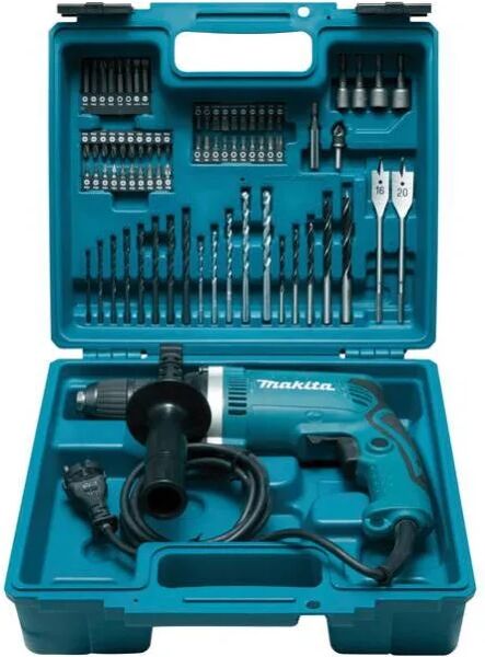 makita trapano a percussione a filo blu - 710 w - Ø 13 mm - 2 kg (kit accessori)