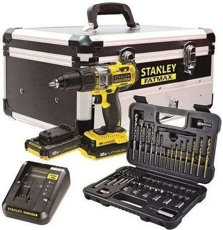 stanley fatmax - trapano a percussione 18v 2x2ah li-ion con scatola di accessori 50pcs - fmck625d2f-qw