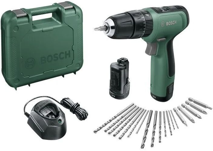 bosch trapano battente-avvitatore a batteria easyimpact 1200 (2 batterie, sistema a 12 volt, 19 accessori, in valigetta)