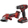 Einhell Kit attrezzi TC-TK 18 Li Kit - trapano avvitatore a batteria e smerigliatrice angolare - batteria da 1,5 Ah e 3,0 Ah