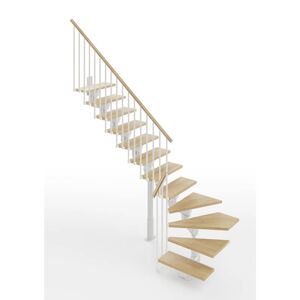 Leroy Merlin Scala a rampa ¼ di giro Vida larghezza 95 cm, struttura in metallo bianco, gradini in legno faggio