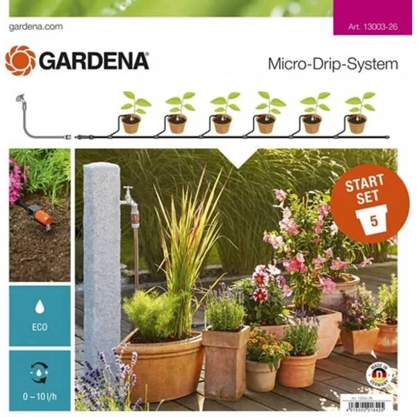 gardena kit irrigazione sistema micro-drip per 15 vasi