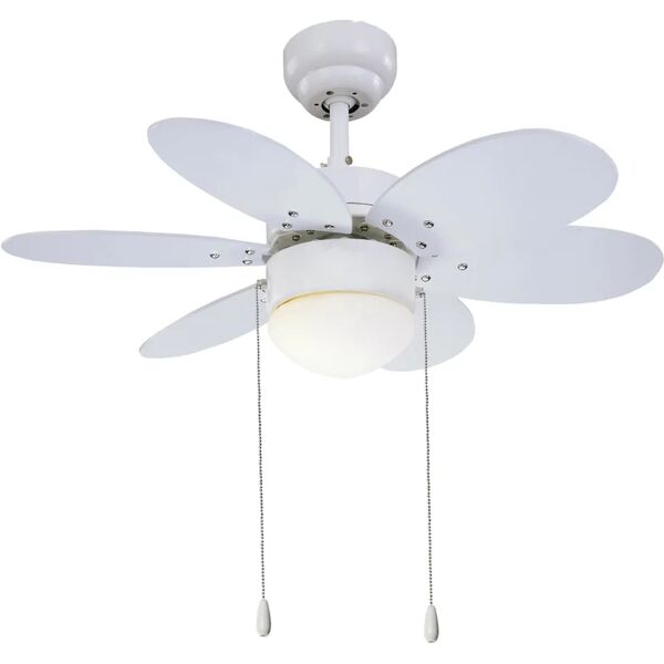 sulion 075155 bianco pino ventilatore con luce da soffitto con catenelle e 6 pale bicolore