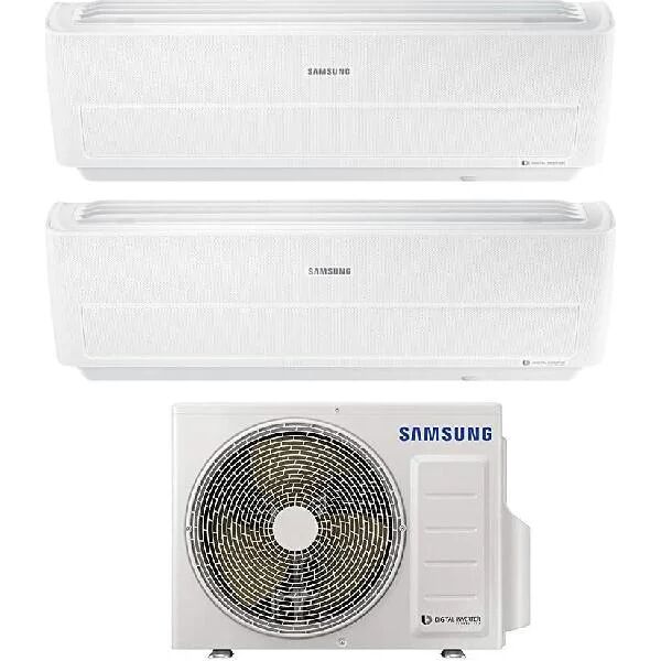 samsung ar09+12nxwxbwkneu/aj040ncj2eg - condizionatore dual split inverter 9000 + 12000 btu /h con pompa di calore a++/a+ deumidificatore wifi gas r32