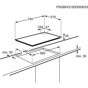 AEG Piano Cottura HKB75440NB da Incasso 75 cm Gas 5 Fornelli Nero