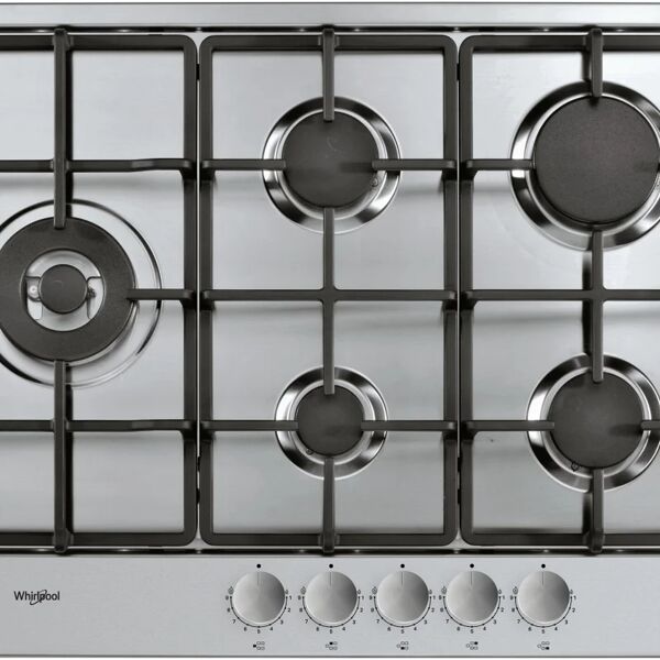 whirlpool piano cottura 5 fuochi l 73 cm tgml 761 ix  silver griglie in ghisa