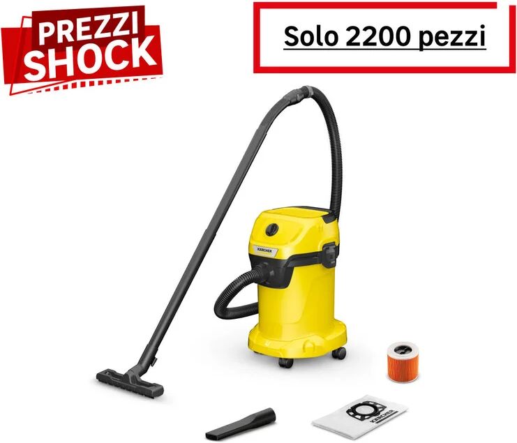 karcher aspiratore solidi e liquidi  wd 3 v-19/4/20 aspirazione 20 kpa 19 l 1000 w