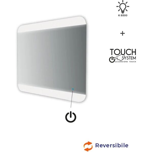 baden haus specchiera led con sensore touch bordi satinati 70x80