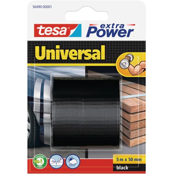 tesa nastro adesivo,  extra power nero per riparazione, impermeabile, 50 mm, 5 mt