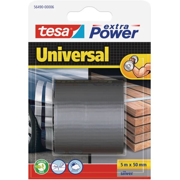 tesa nastro adesivo,  extra power grigio per riparazione, impermeabile, 50 mm, 5 mt