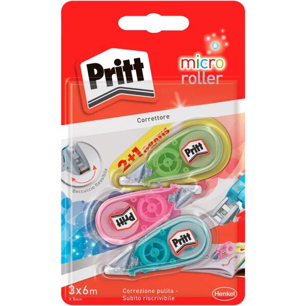 pritt micro roller correttore a nastro - confezione da 3 roller da 6 metri