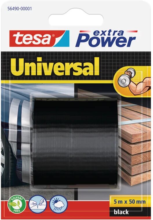 tesa nastro adesivo,  extra power nero per riparazione, impermeabile, 50 mm, 5 mt