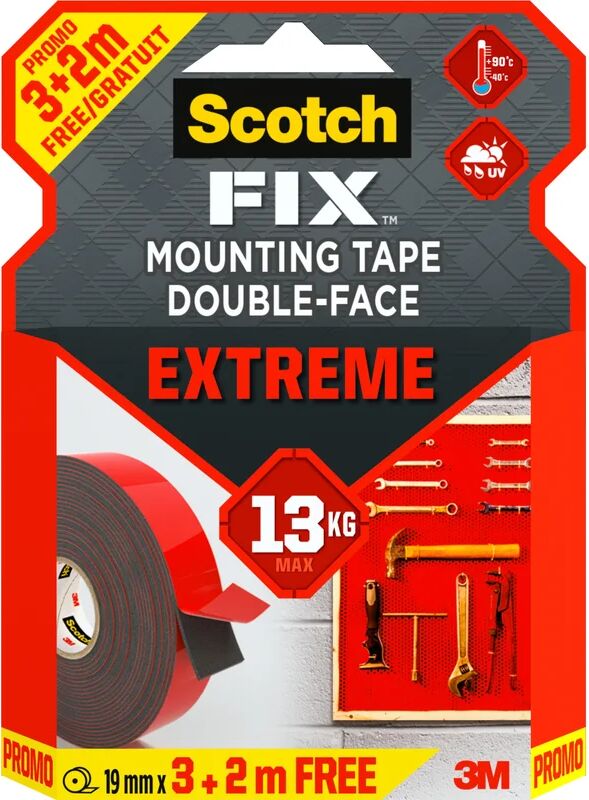 scotch nastro adesivo,  4941-19x3+2 da interno/esterno, 19 mm, 5 mt