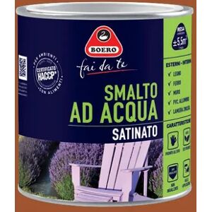 BOERO FAI DA TE Vernice da esterno per legno e ferro e plastica  marrone cuoio, 0.5 L