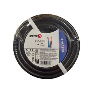 LEXMAN H05VV-F 2 x 1,5 mm² L 15 m  nero