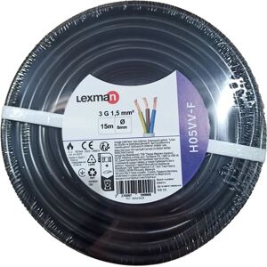 LEXMAN H05VV-F 3 x 1.5 mm² L 15 m  nero