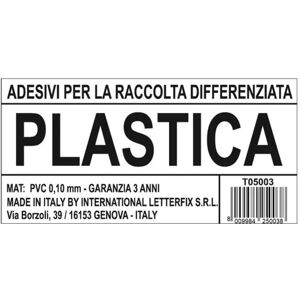 LETTERFIX Cartello segnaletico Raccolta diff. plastica vinile x 6 cm