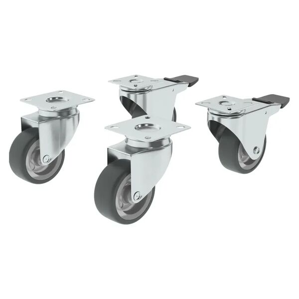 standers ruota  con freno  11-2020-2111-s4 in polipropilene grigio Ø 50 mm 4 pezzi