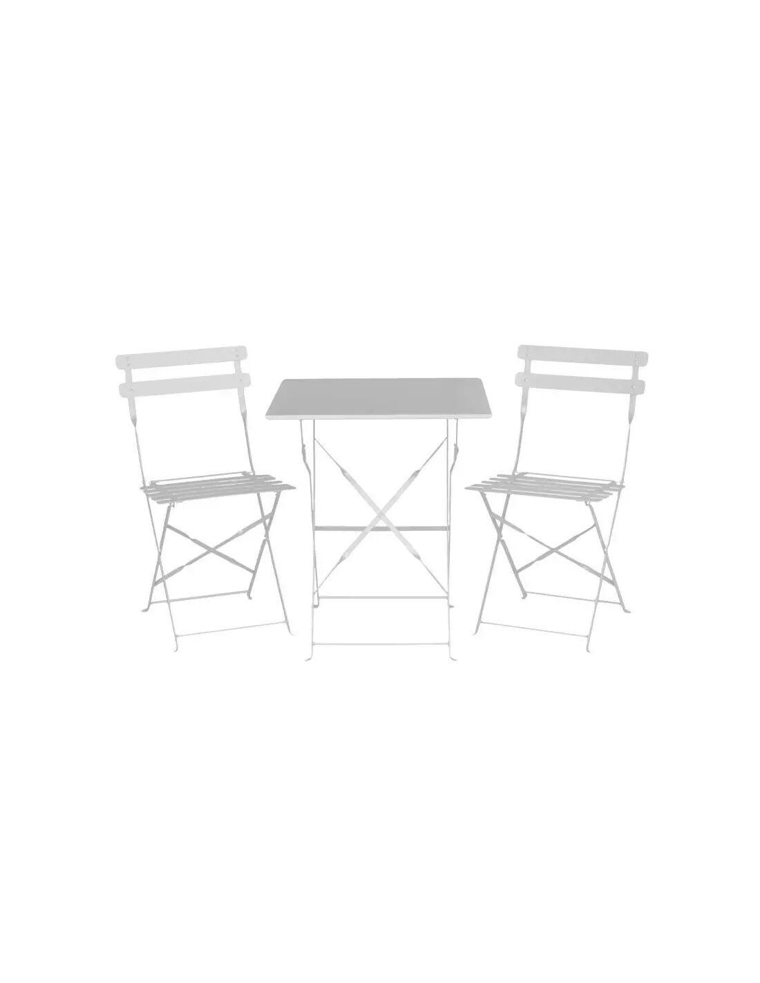 Vacchetti Tavolo metallo Rimini bianco quadro con2 sedie pieghevoli