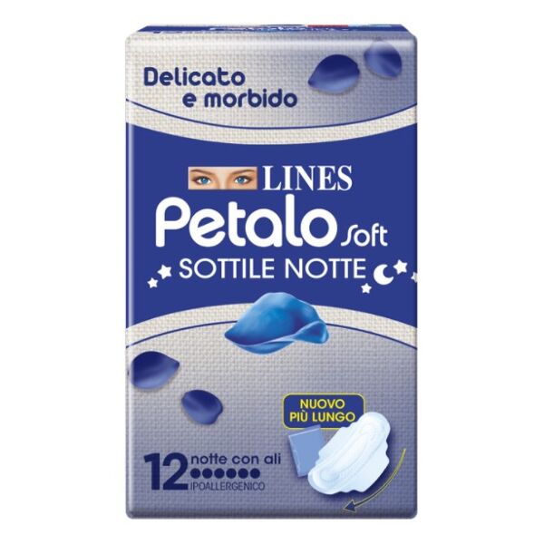 lines petalo soft sottile notte con ali ipoallergenico 12 pezzi