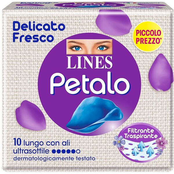 lines petalo blu assorbente extra lungo con ali 10 pezzi