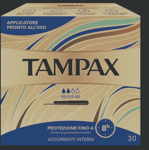 tampax blue box regular assorbente interno flusso leggero medio 30 pezzi