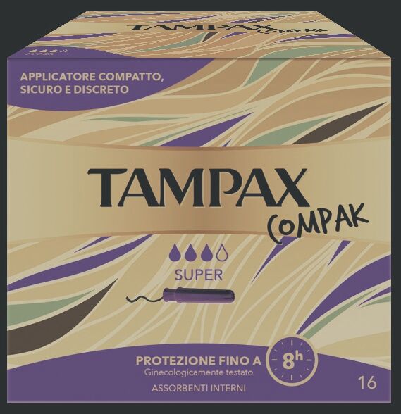 Tampax Compak Super Assorbenti Flusso Medio Forte 16 Pezzi