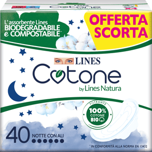 Fater SpA LINES Assorbenti notte in cotone con ali - Protezioni femminili Fater SpA LINES Assorbenti notte in cotone con ali - Protezioni femminili