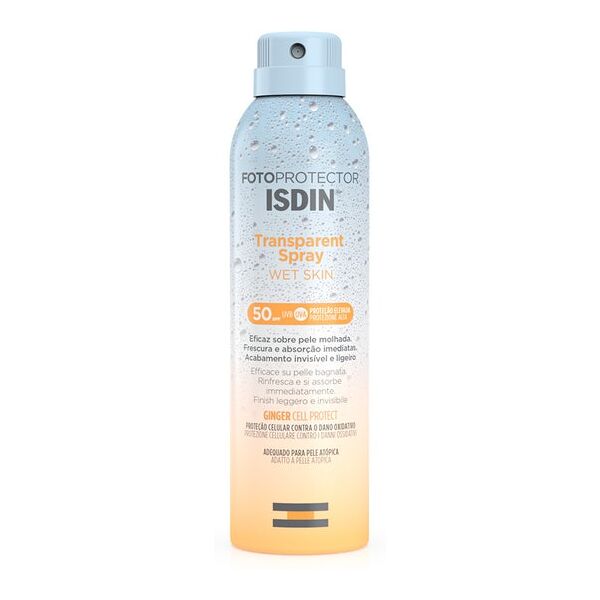 isdin fotoprotector  spray trasparente wet skin spf 50 protezione corpo 250 ml