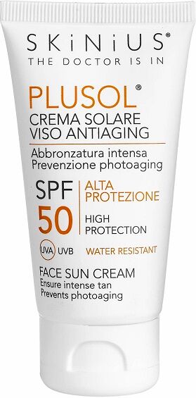 skinius plusol crema solare spf 50 protezione viso 50 ml