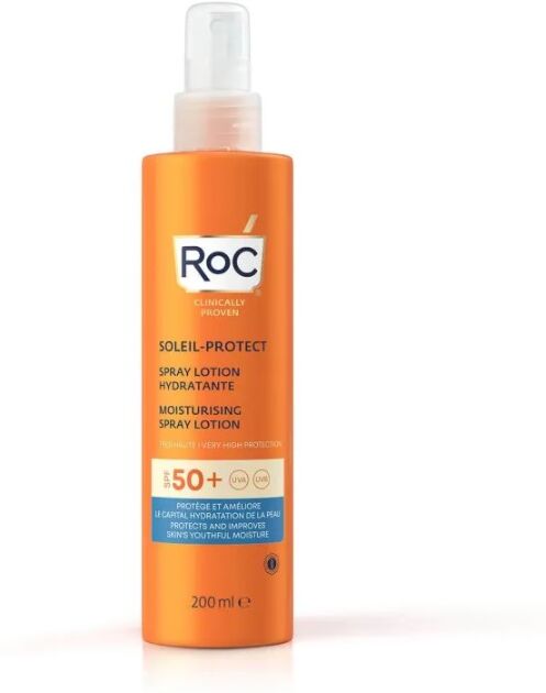 roc soleil lozione spray solare corpo spf 50+ idratante 200 ml