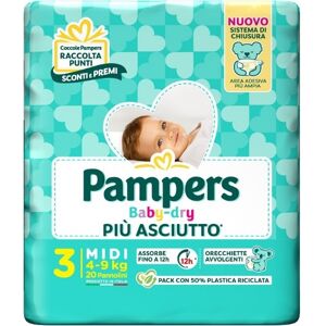 Pampers Baby Dry Pannolino Downcount Midi 20 Pezzi