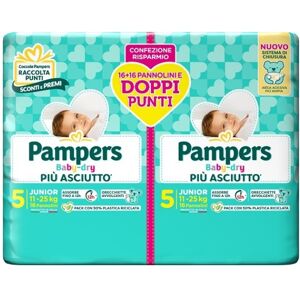 Pampers Baby Dry Pannolino Duo Downcount Junior 32 Pezzi